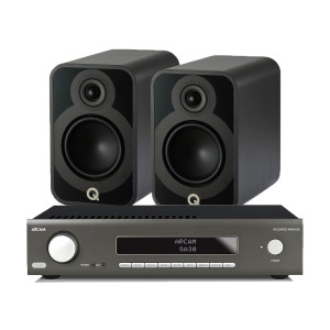 Audiolab Omnia Amplifier & CD Streaming System with Q Acoustics 5020 Bookshelf Speakers
